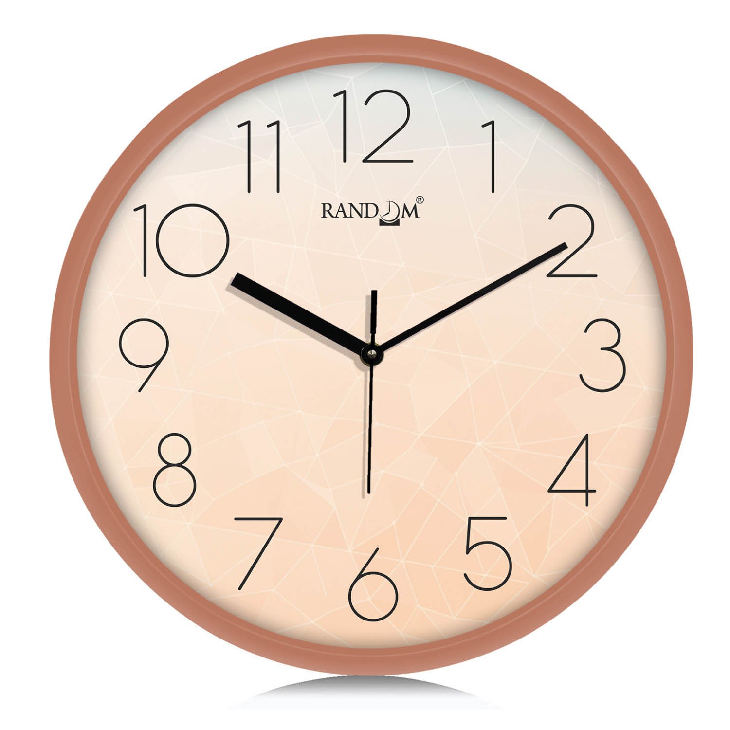 Peach & Black Printed Round Wall Clock