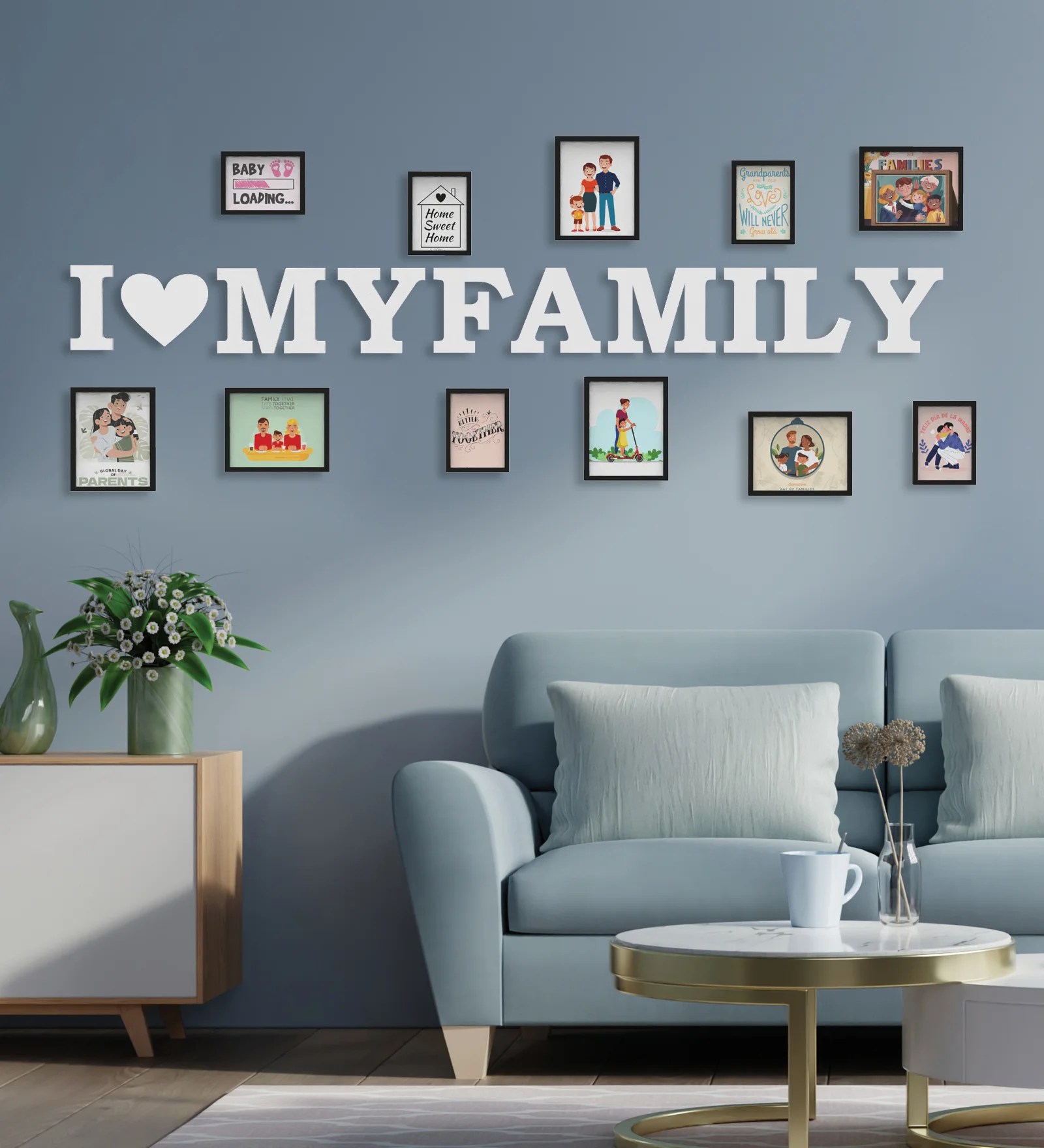 Random Black Set of 11, 3D Collage Photo Frames