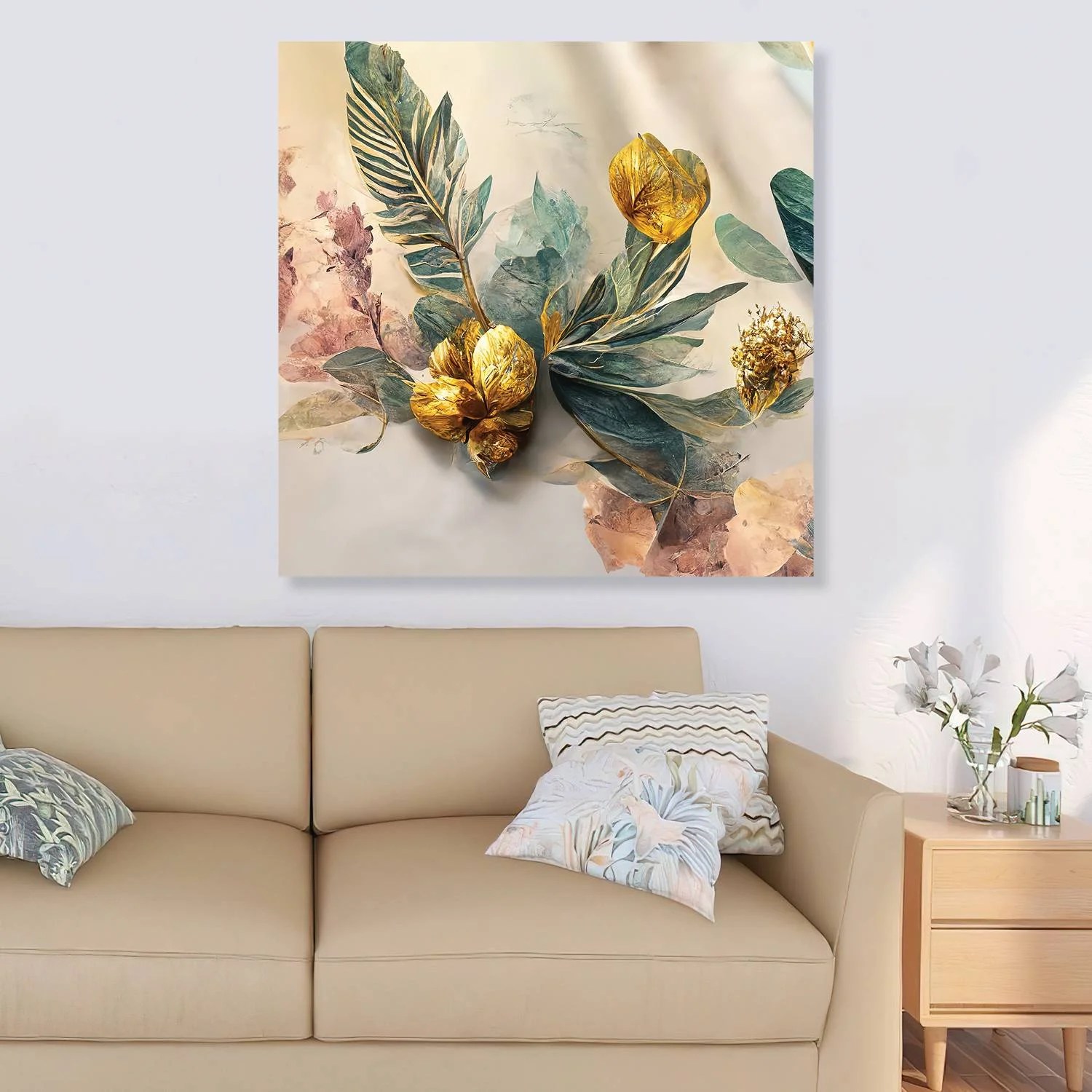 Aurora’s Leafy Embrace - Canvas Wall Painting