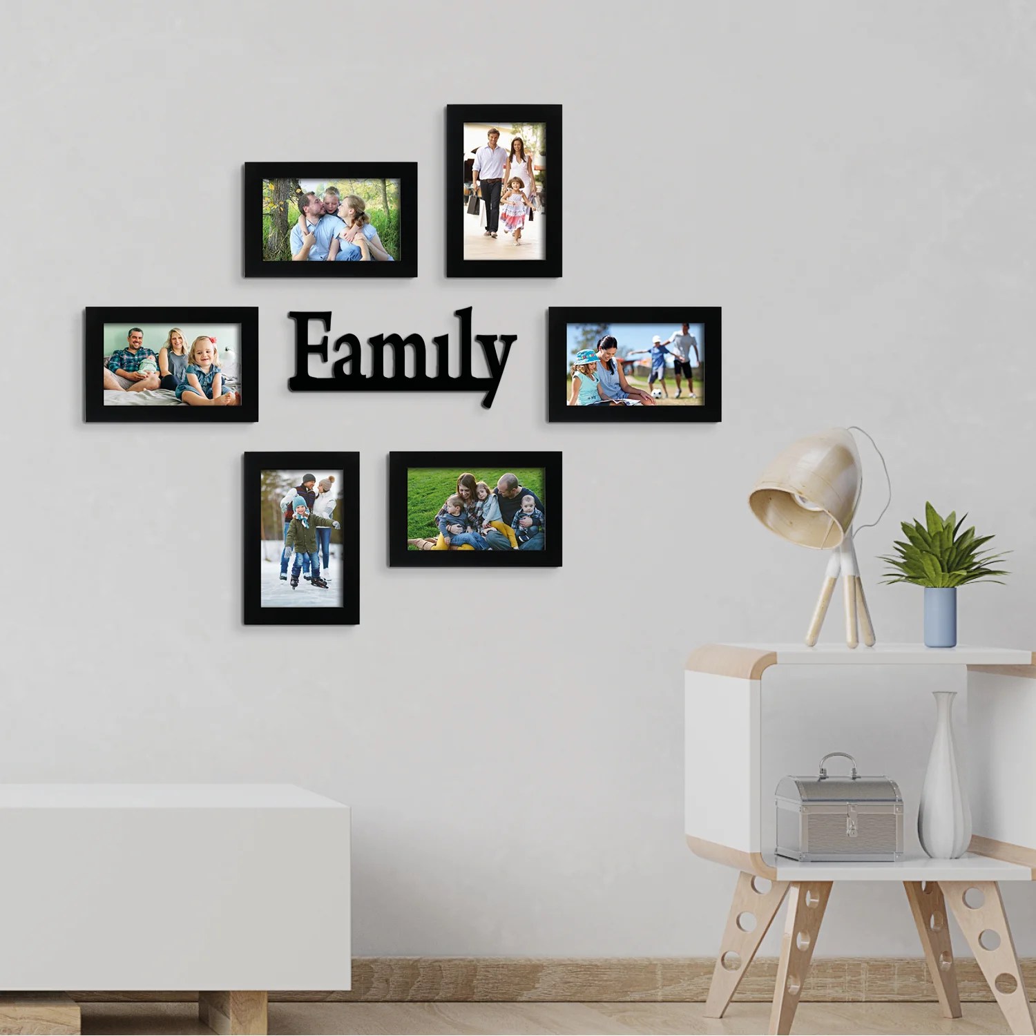 Set of 6 Black Solid Random Photo Frames