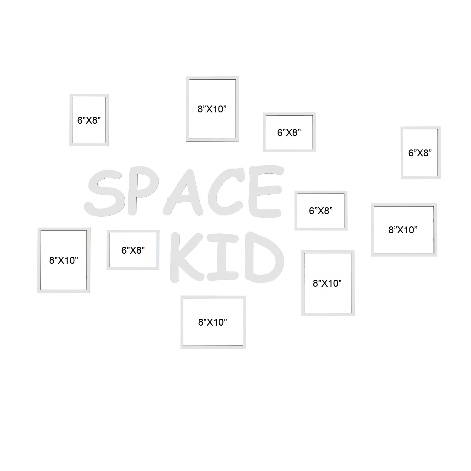 Random Set of 10 3D Collage Photo Frames with Space Kid Plaque