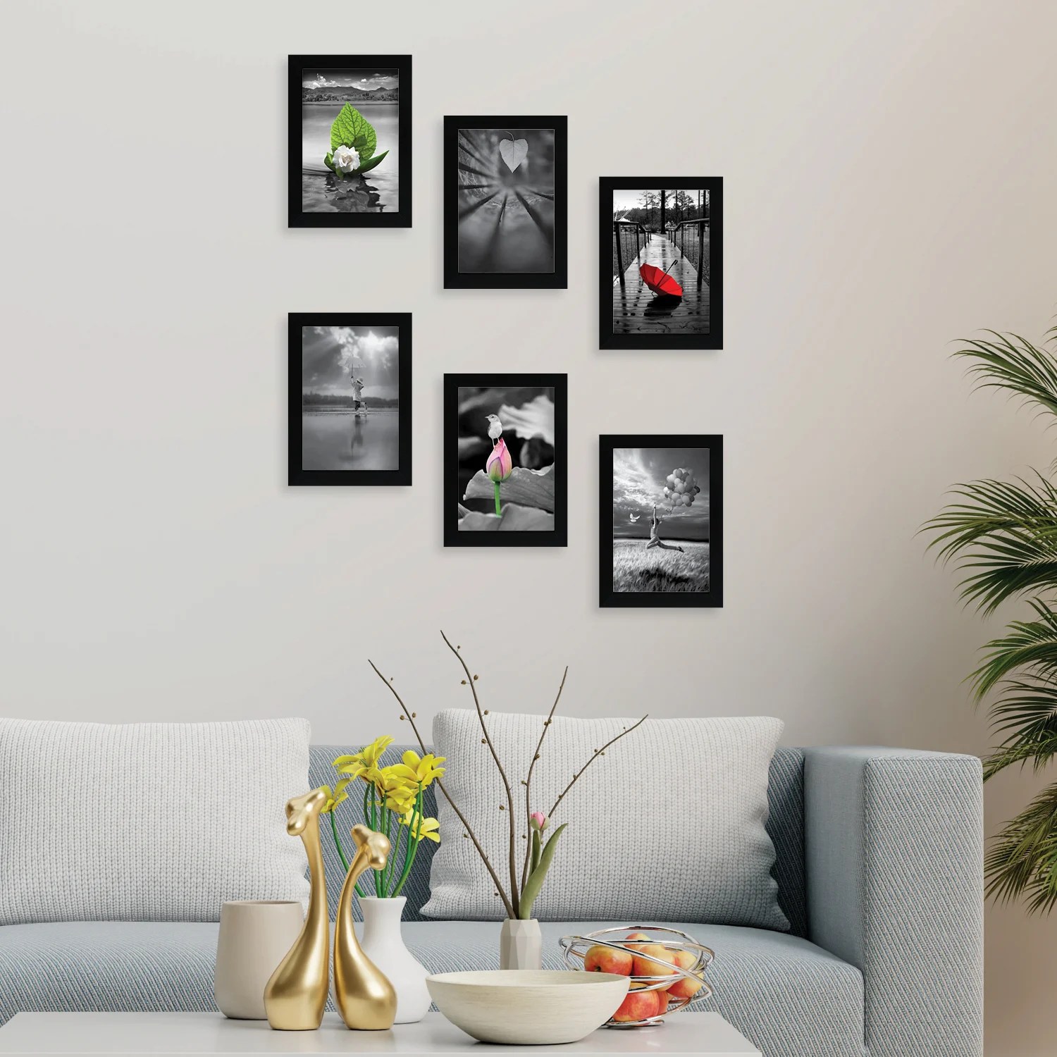 Set Of 6 Black Solid Collage Photo Frames