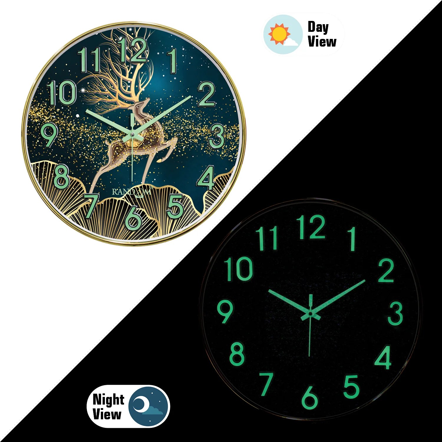 3D Radium Numbers Green Wall Clock