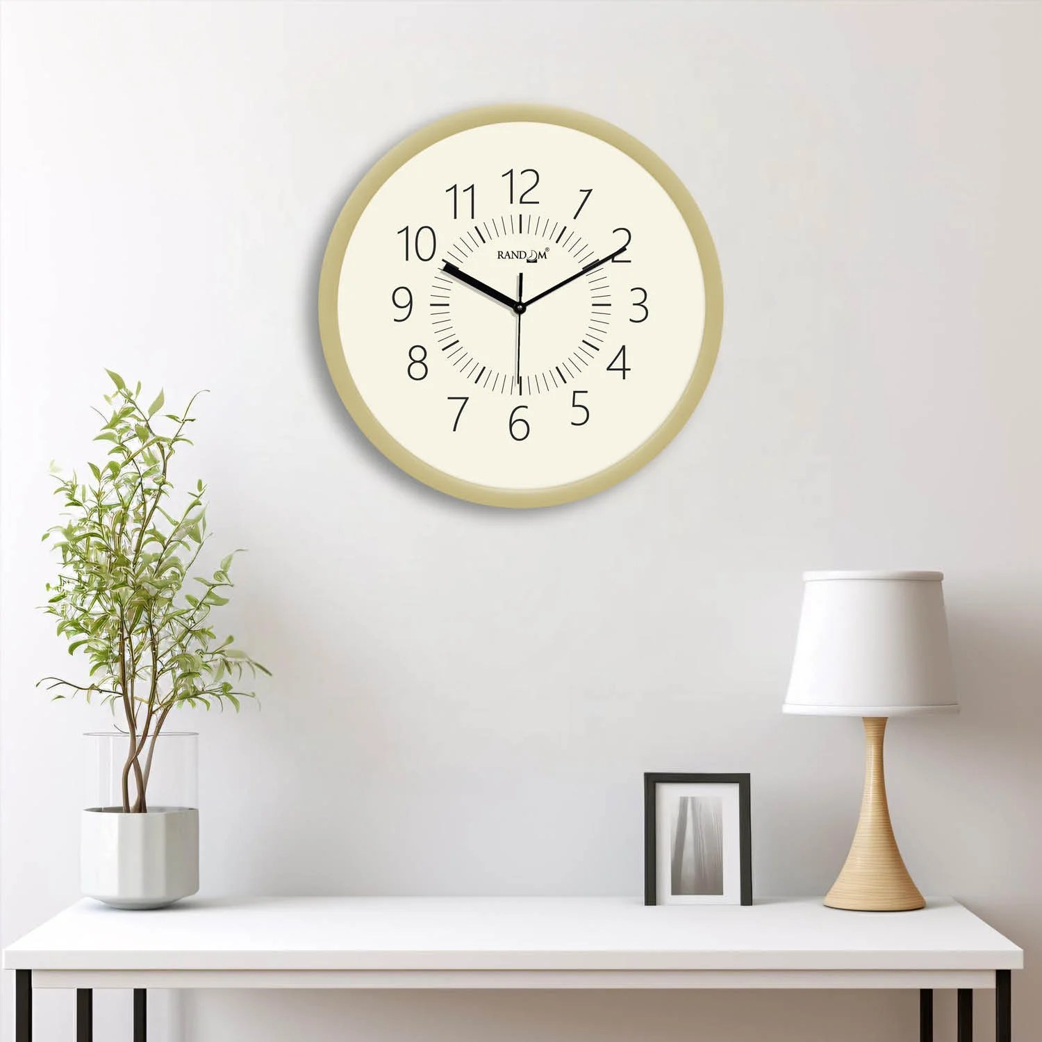 Cream-Coloured & Black Printed Wall Clock