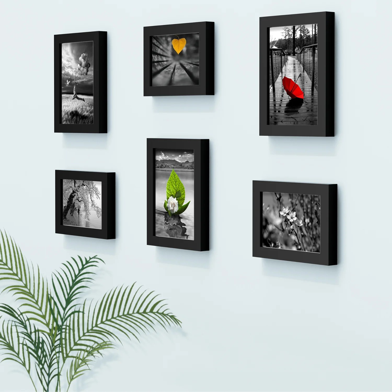 Set Of 6 Black Solid Collage Photo Frames