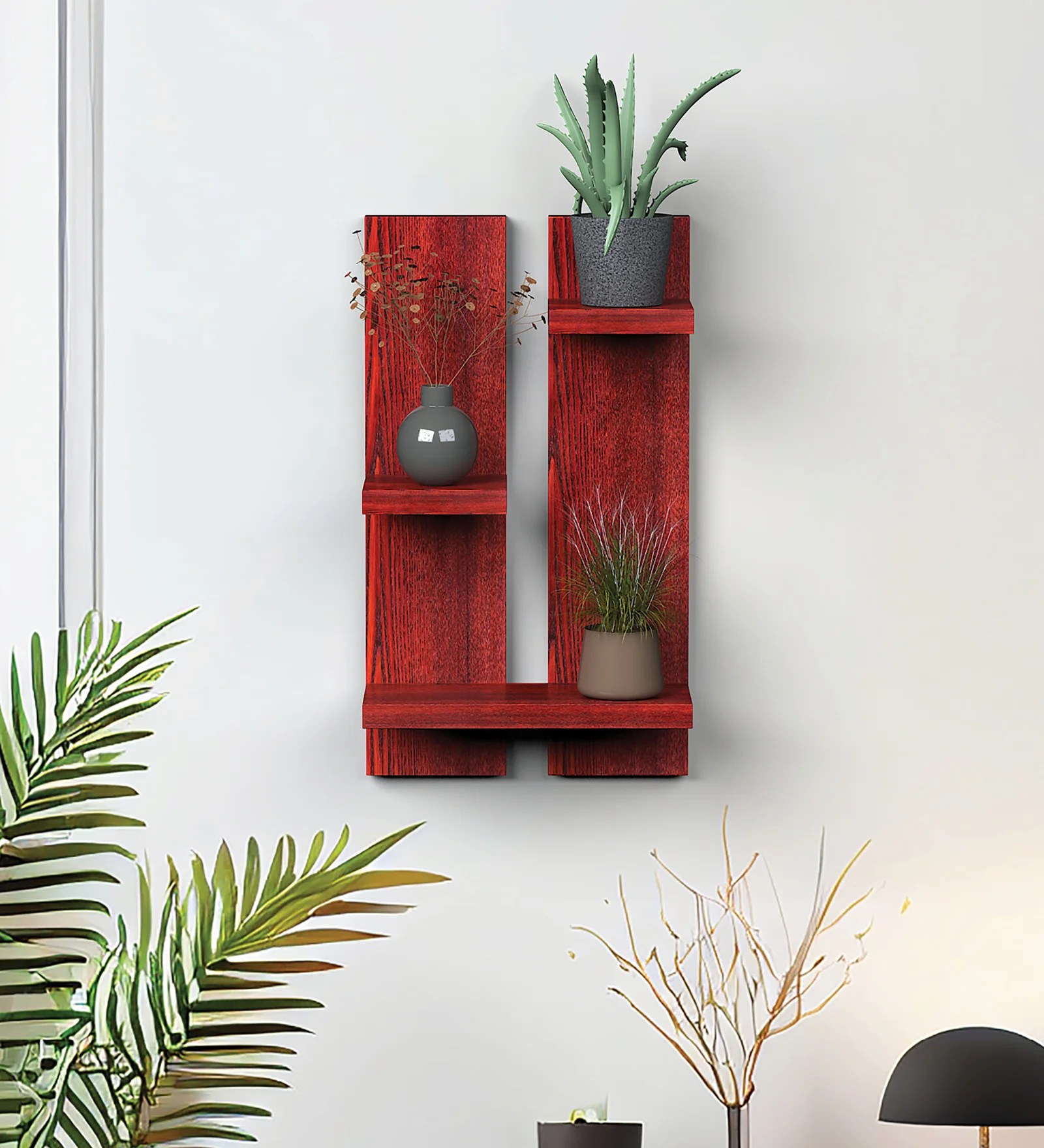 Random Wooden Planter Stand with 3 Shelf space Latest Modern Finish Wall D?cor for Home, Living Room, Kitchen, Office Etc