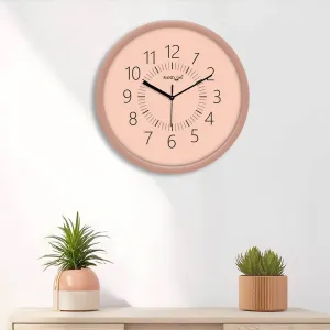 Peach-Coloured & Black Printed Wall Clock