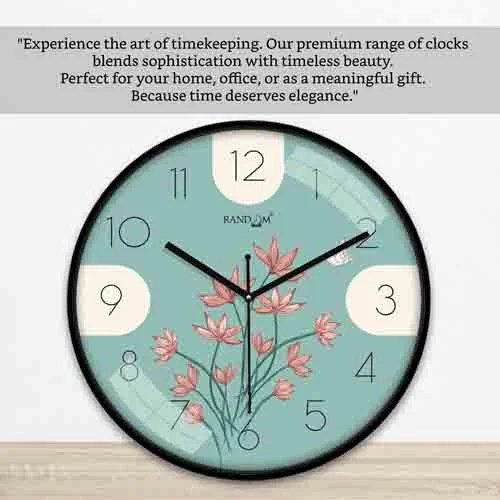Multicoloured & Turquoise Blue Printed Wall Clock