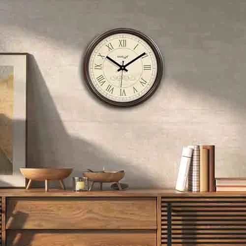 Brown & White Printed Wall Clock
