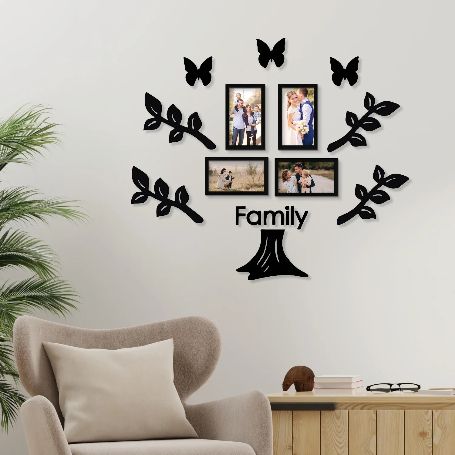 Set of 4 Solid Family Tree Collage Photo Frames