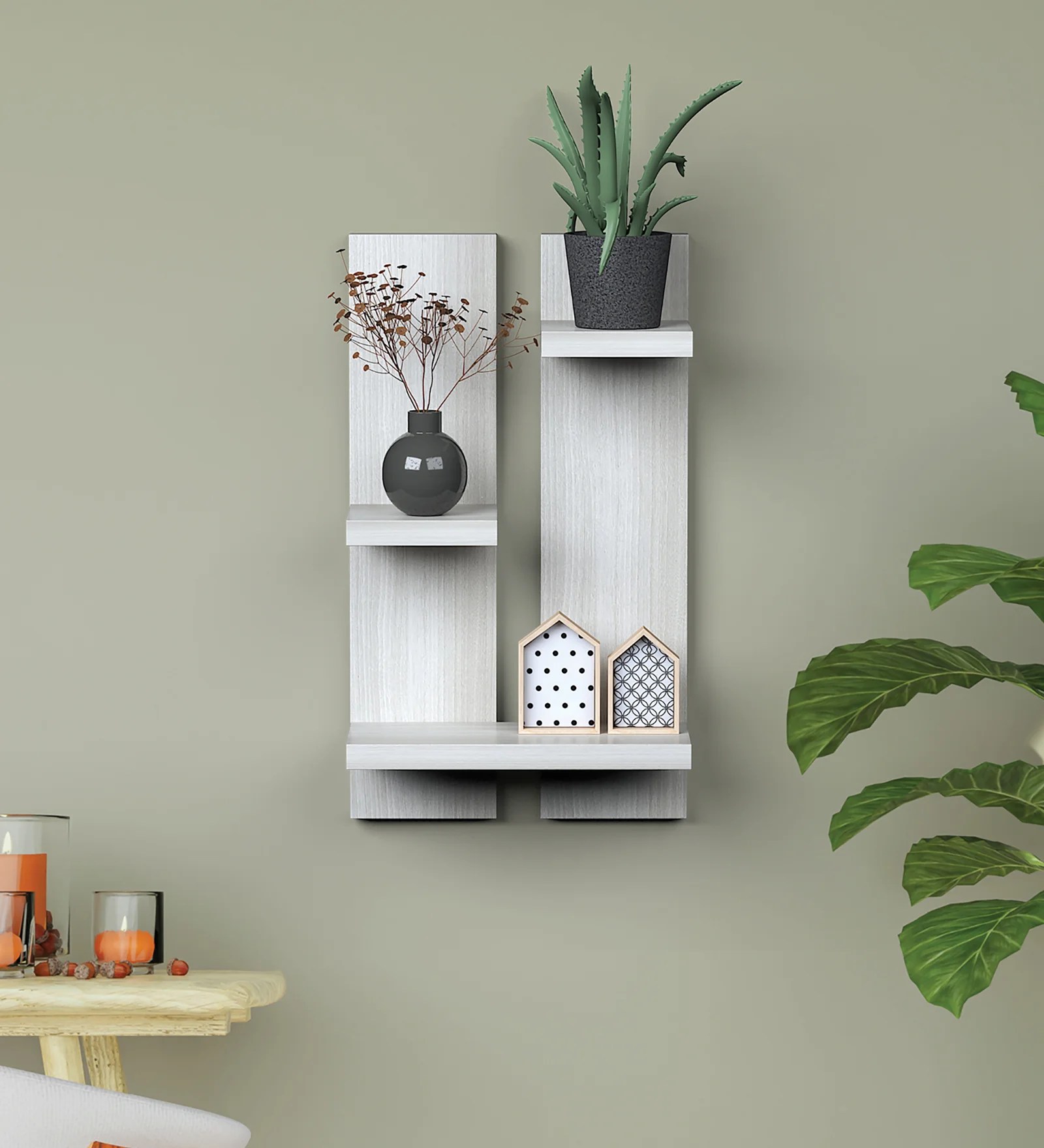 Random Wooden Planter Stand with 3 Shelf space Latest Modern Finish Wall D?cor for Home, Living Room, Kitchen, Office Etc