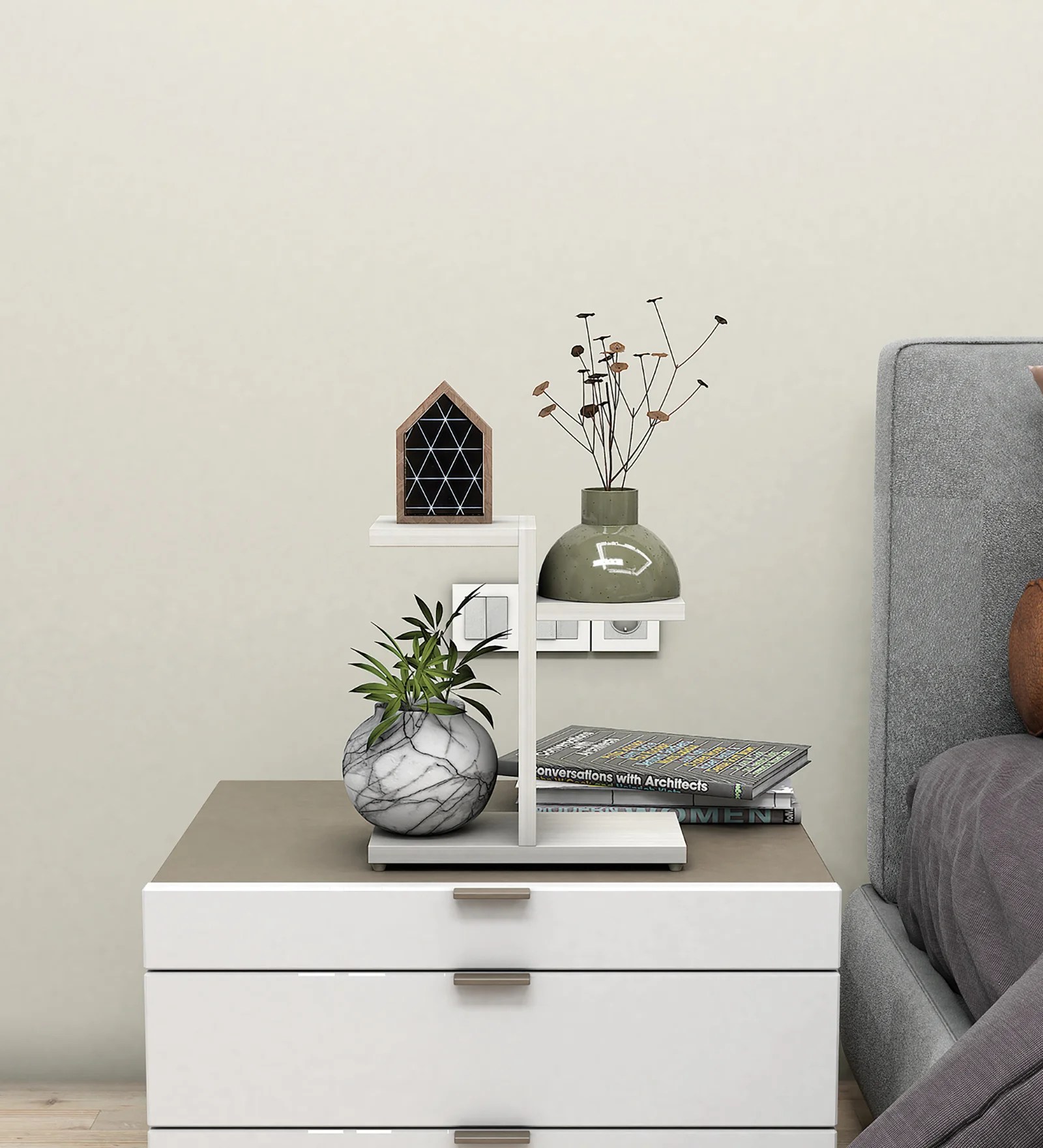 Random Wooden Planter Stand with Stylish 3 Shelf space Latest Modern Finish Wall D?cor for Home, Living Room, Kitchen, Office Etc