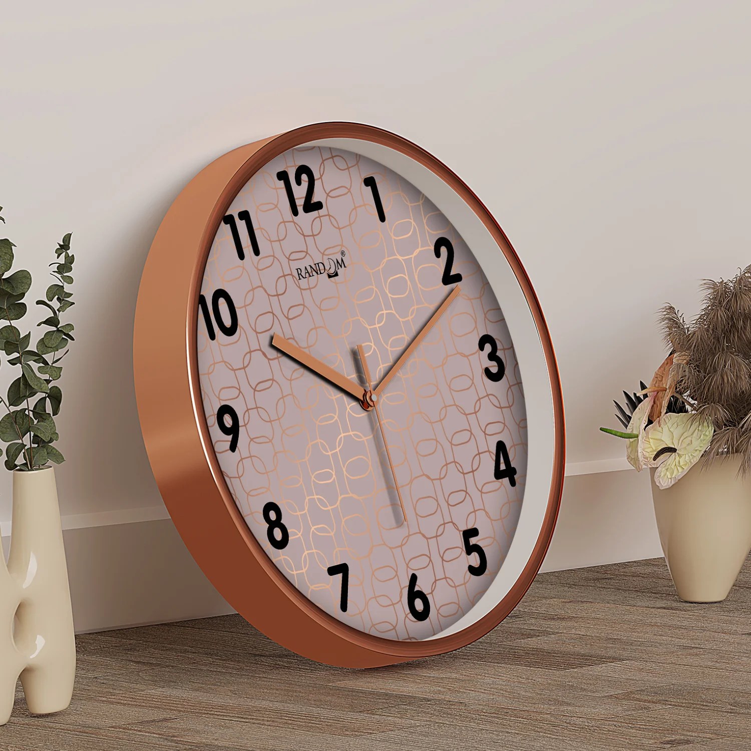 Brown & Black Printed Round Wall Clock