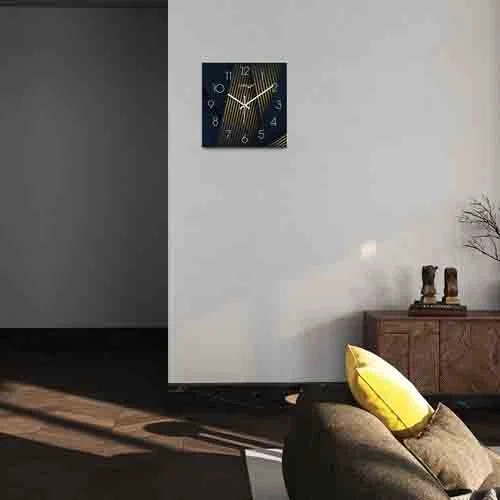 Navy Blue Printed Wall Clock