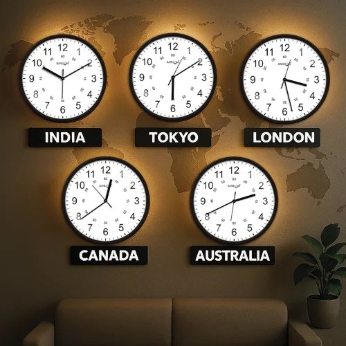 White & Black 5 Pieces Abstract Printed Wall Clocks