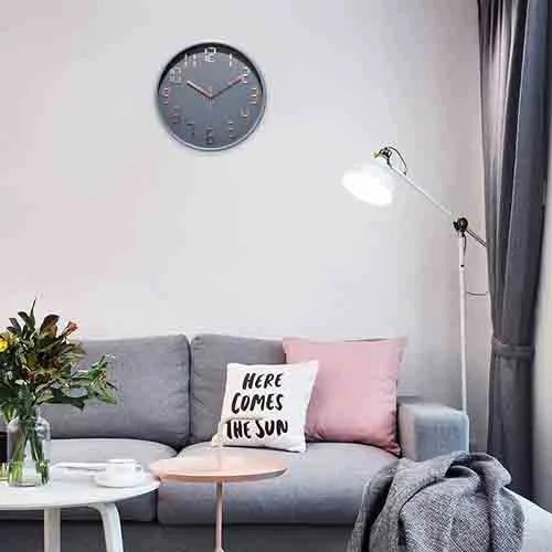 Grey & Gold-Toned Printed Wall Clock