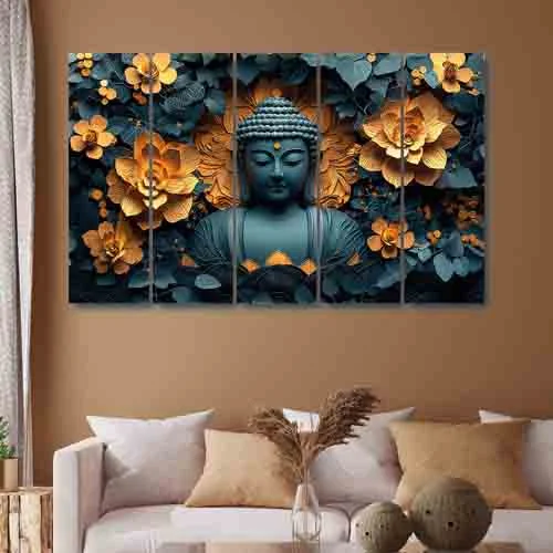 Random Synthetic Wood 5 Piece Wall Rectangle Paintings Wall Art -30 x 48In