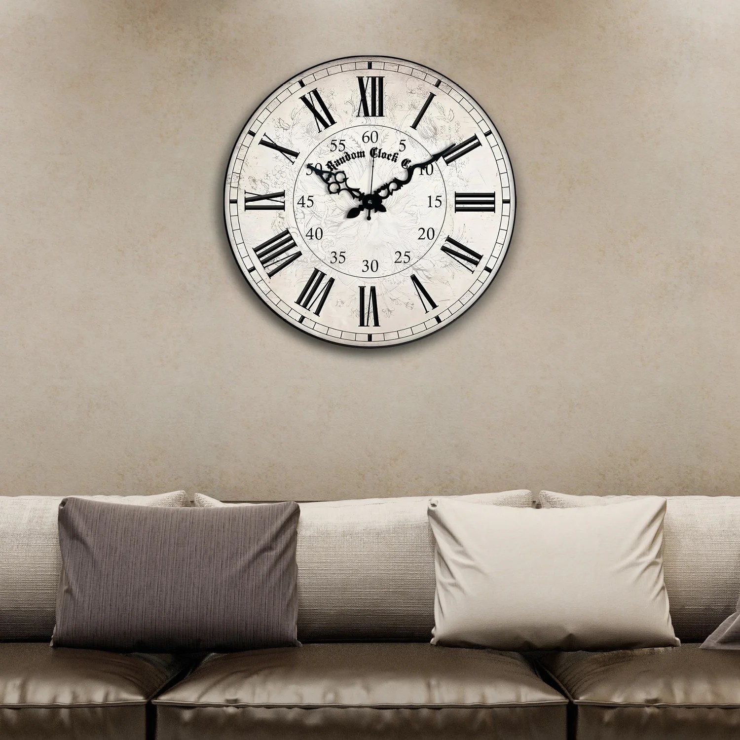 Grey & Black Abstract Printed Wall Clock