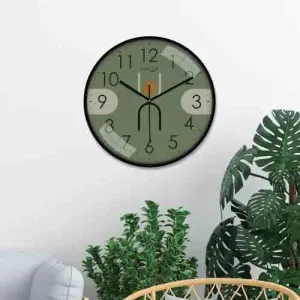 Multicoloured & Olive Green Printed Wall Clock
