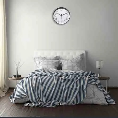 White & Silver-Toned Printed Wall Clock