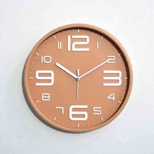 Brown & White Printed Wall Clock