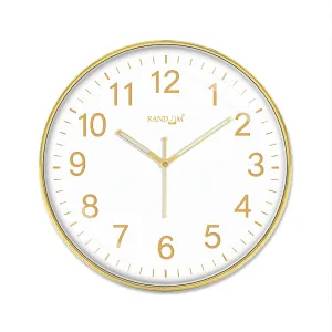 White & Gold-Toned Printed Wall Clock