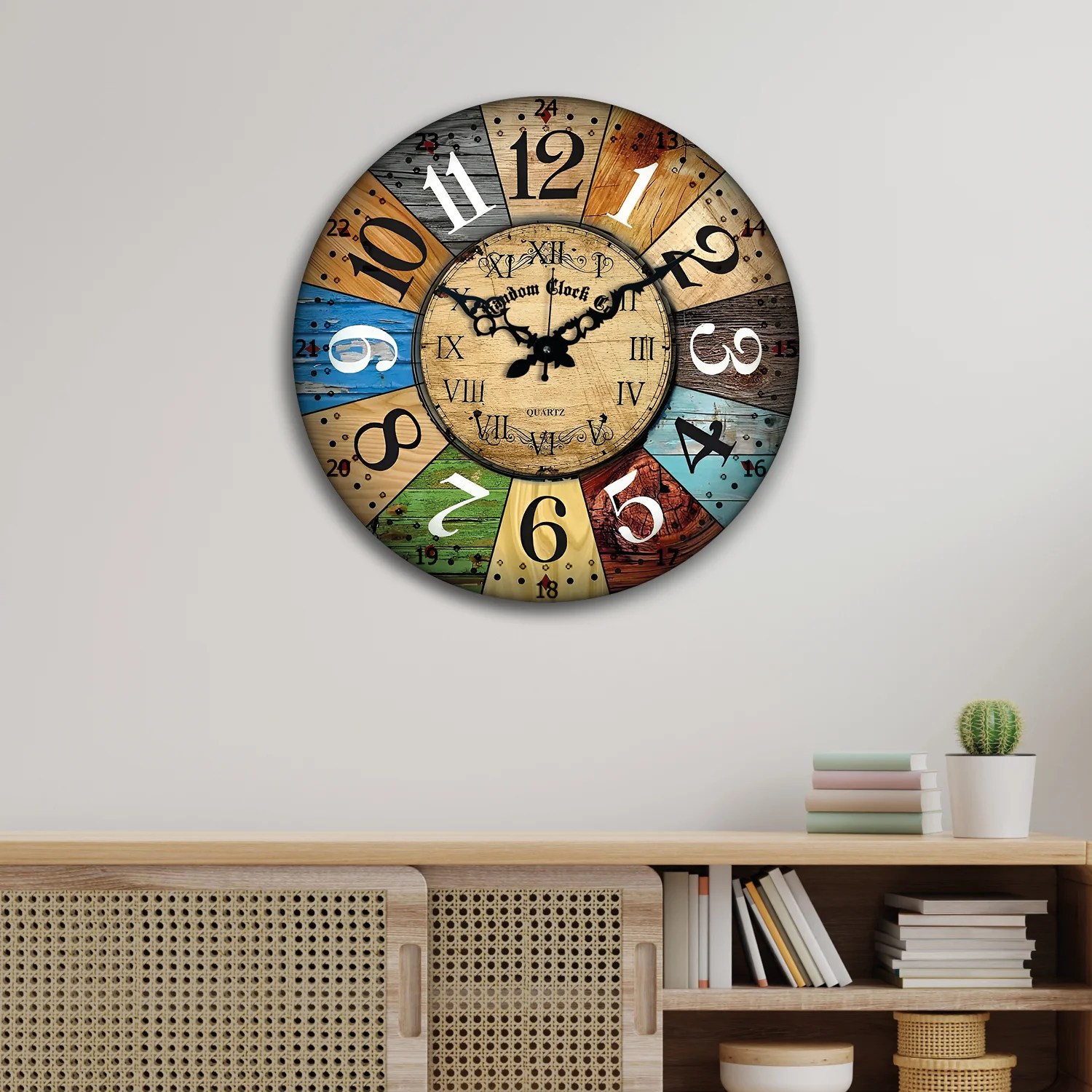 Brown & Blue Abstract Printed Wall Clock