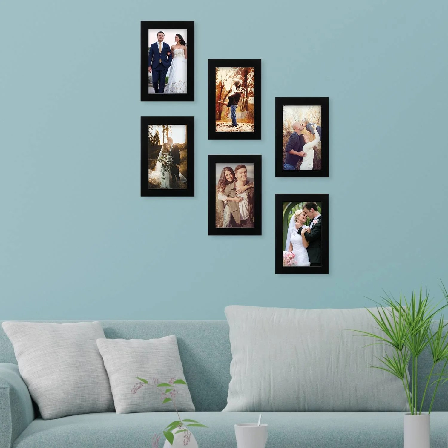 Set Of 6 Black Solid Synthetic Photo Frames