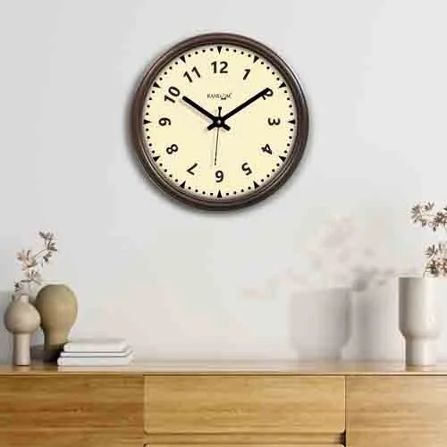 Brown & Cream-Coloured Printed Wall Clock
