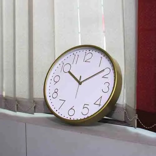 White & Gold-Toned Printed Wall Clock