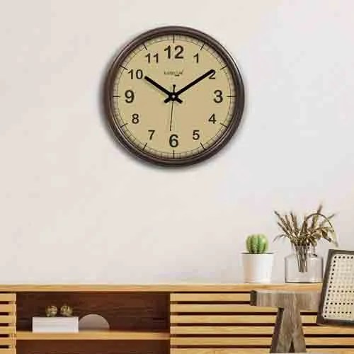 Brown & Cream-Coloured Printed Wall Clock