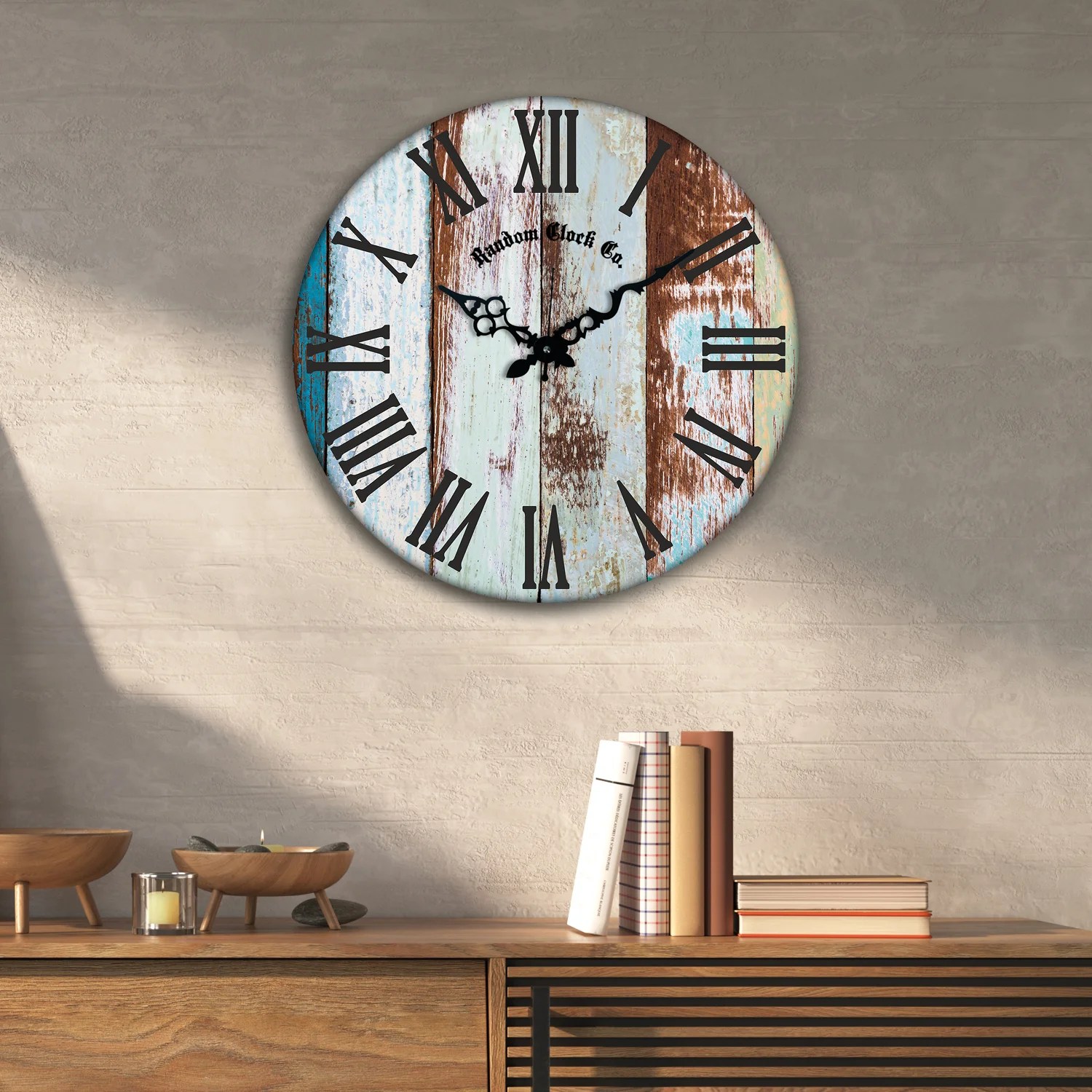 White & Brown Abstract Printed Wall Clock