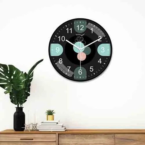 Multicoloured & Black Printed Wall Clock