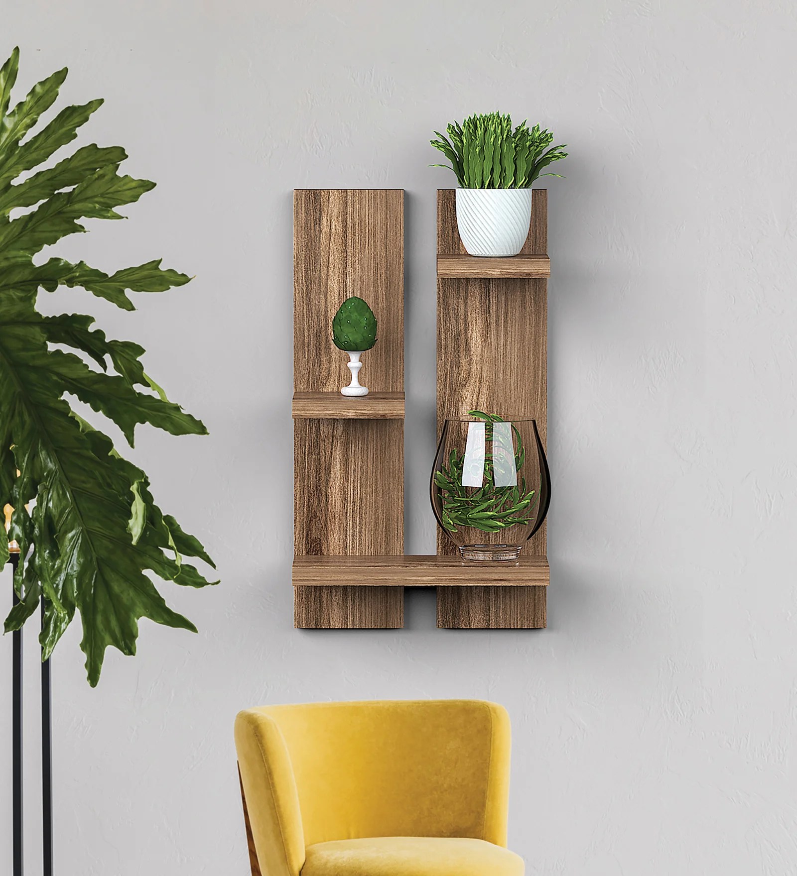 Random Wooden Planter Stand with 3 Shelf space Latest Modern Finish Wall D?cor for Home, Living Room, Kitchen, Office Etc