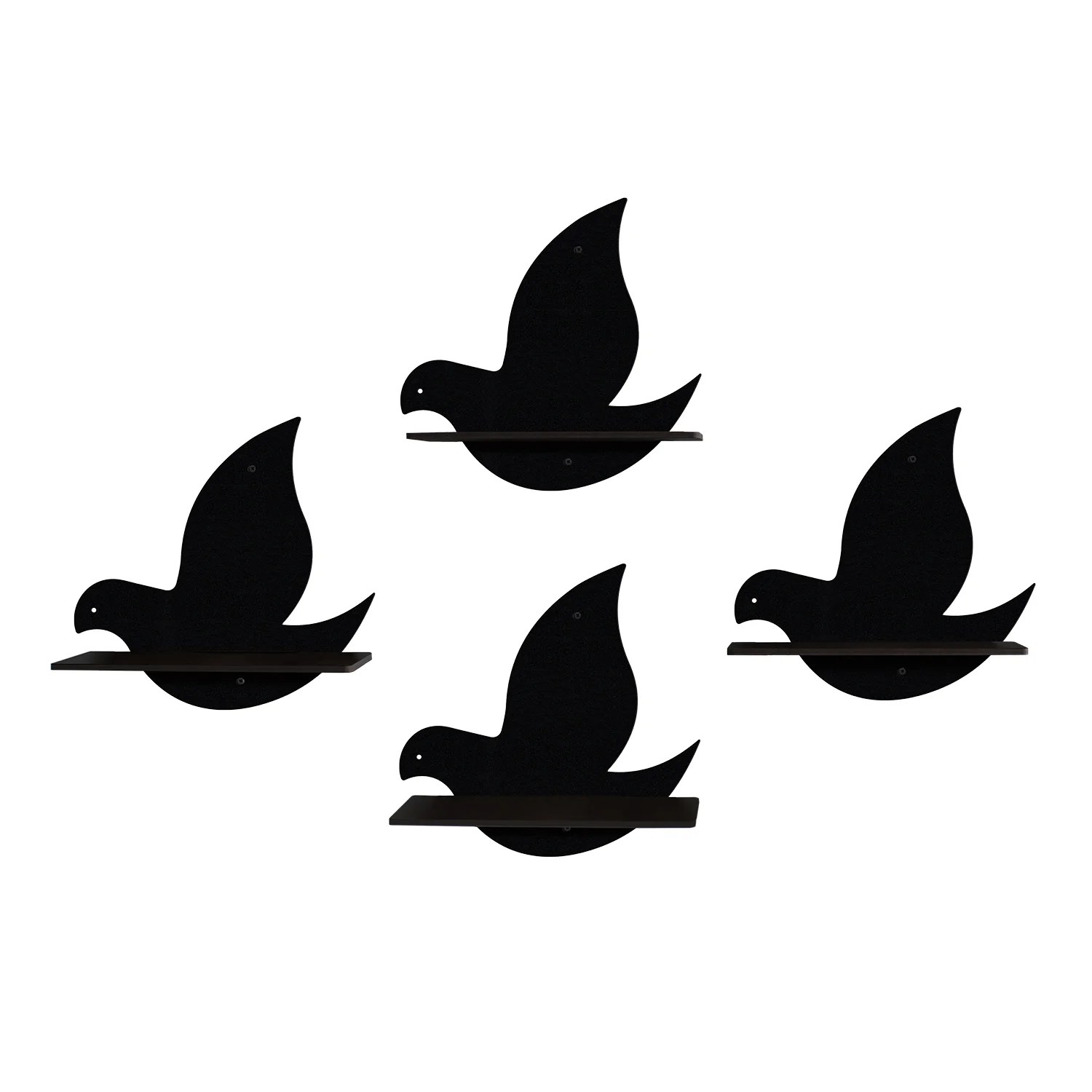 Set Of 4 Black MDF Birds Shaped Planter Stand