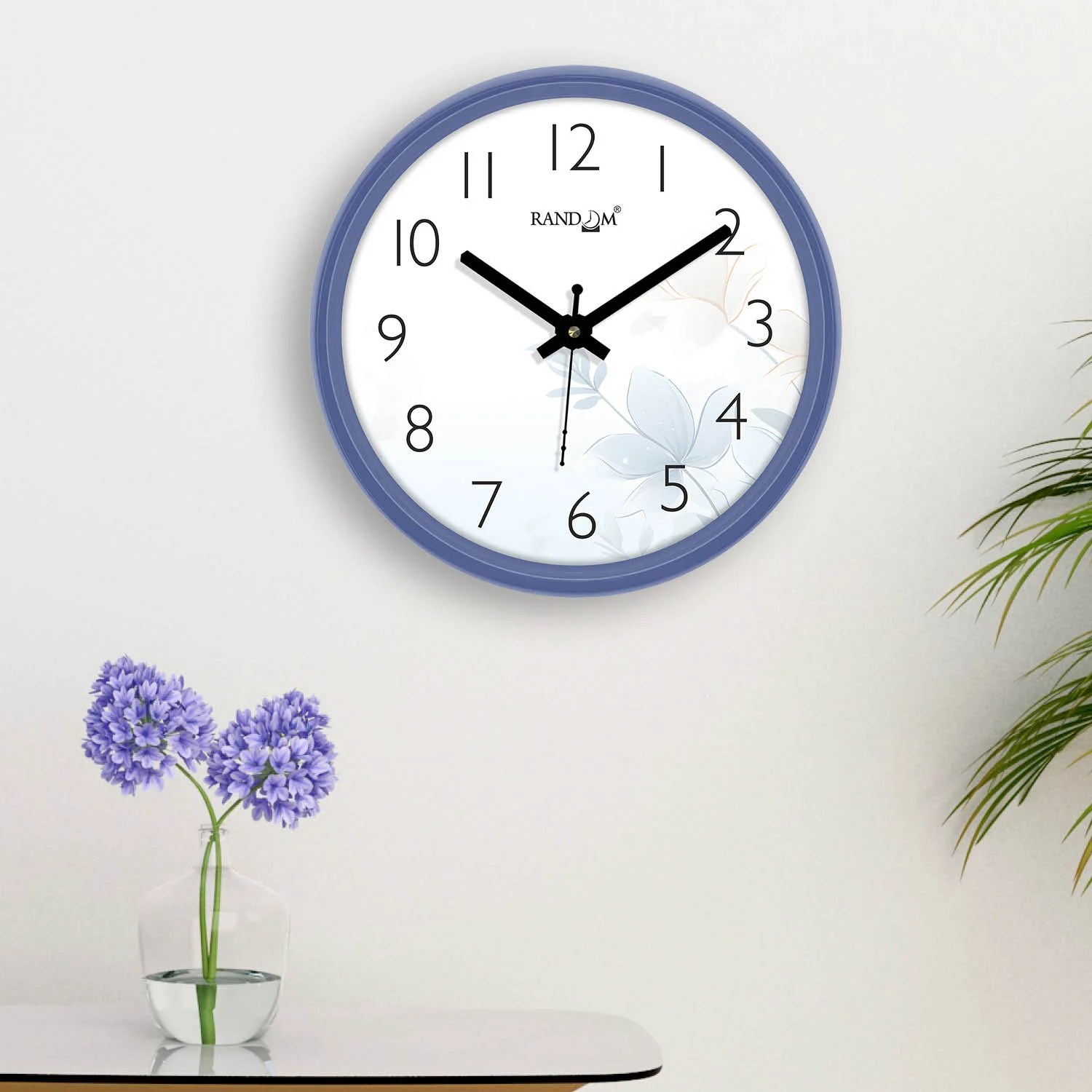 White & Blue Printed Wall Clock