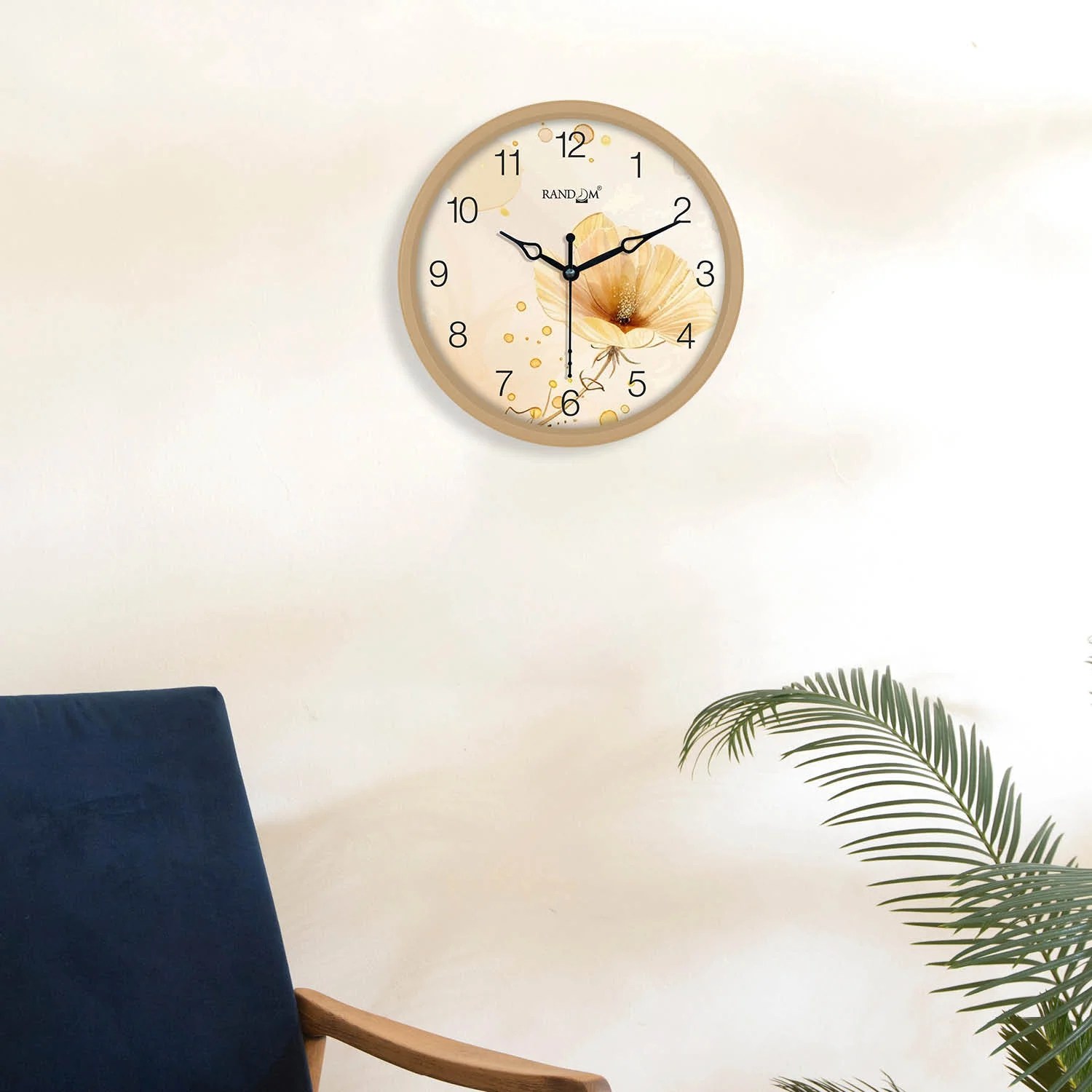 White & Yellow Printed Wall Clock