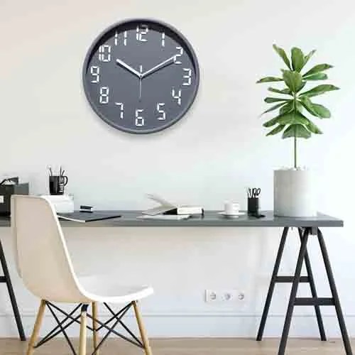 Grey & White Printed Wall Clock
