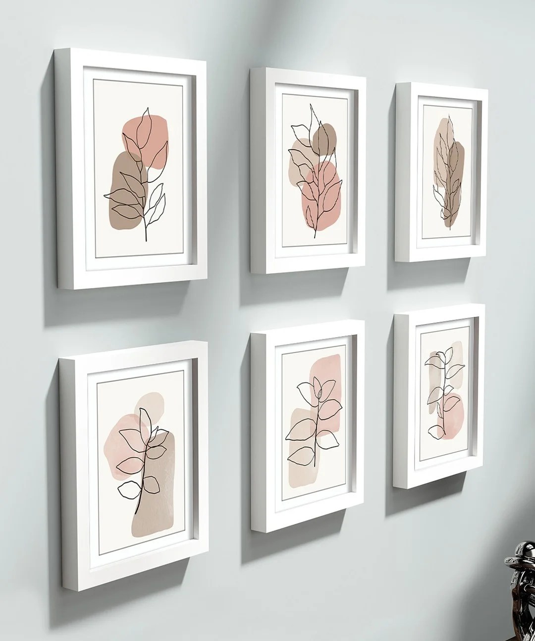 White Set of 6 Premium 3D Wooden Wall Frames