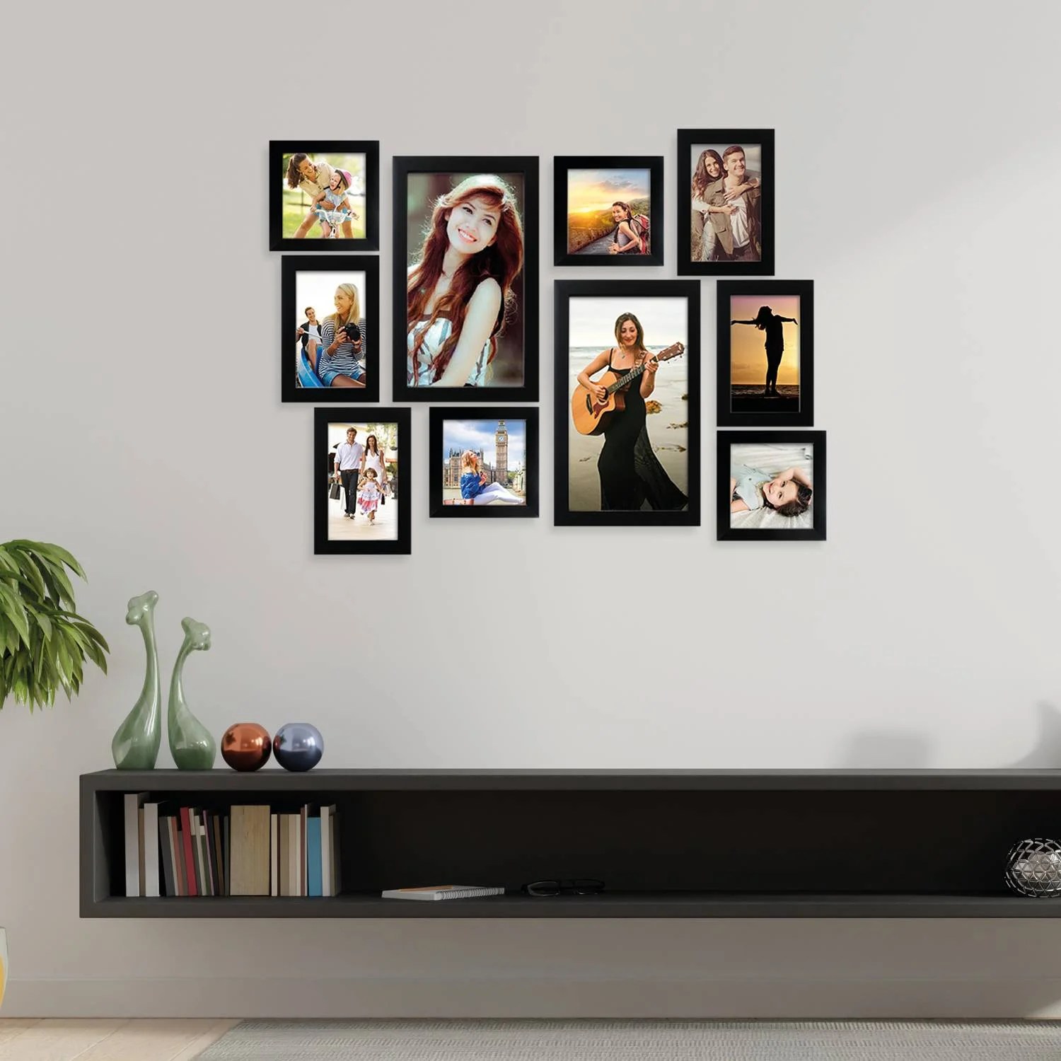 Random Set of 10 Black Photo Frames