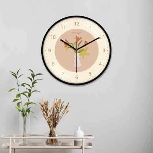Multicoloured & Black Printed Wall Clock