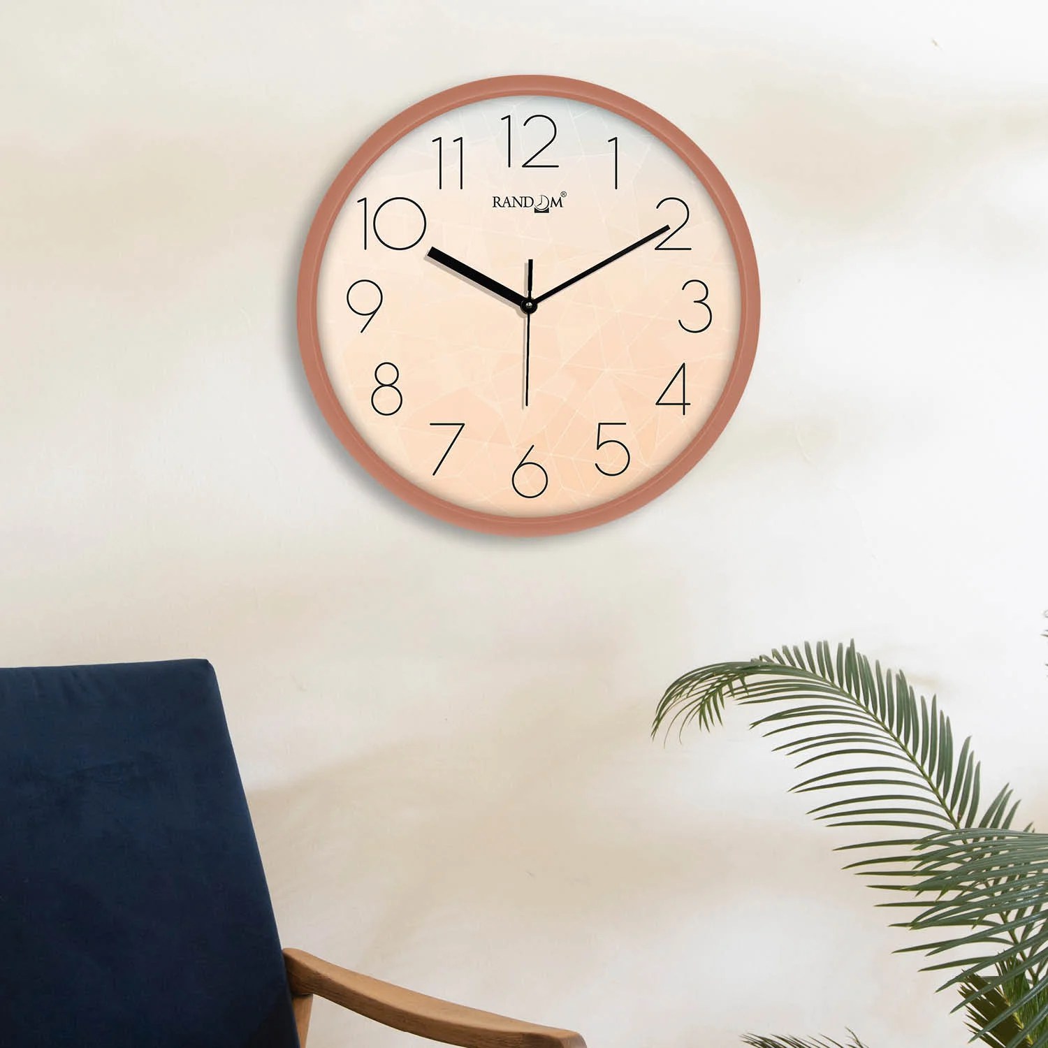 Peach & Black Printed Round Wall Clock
