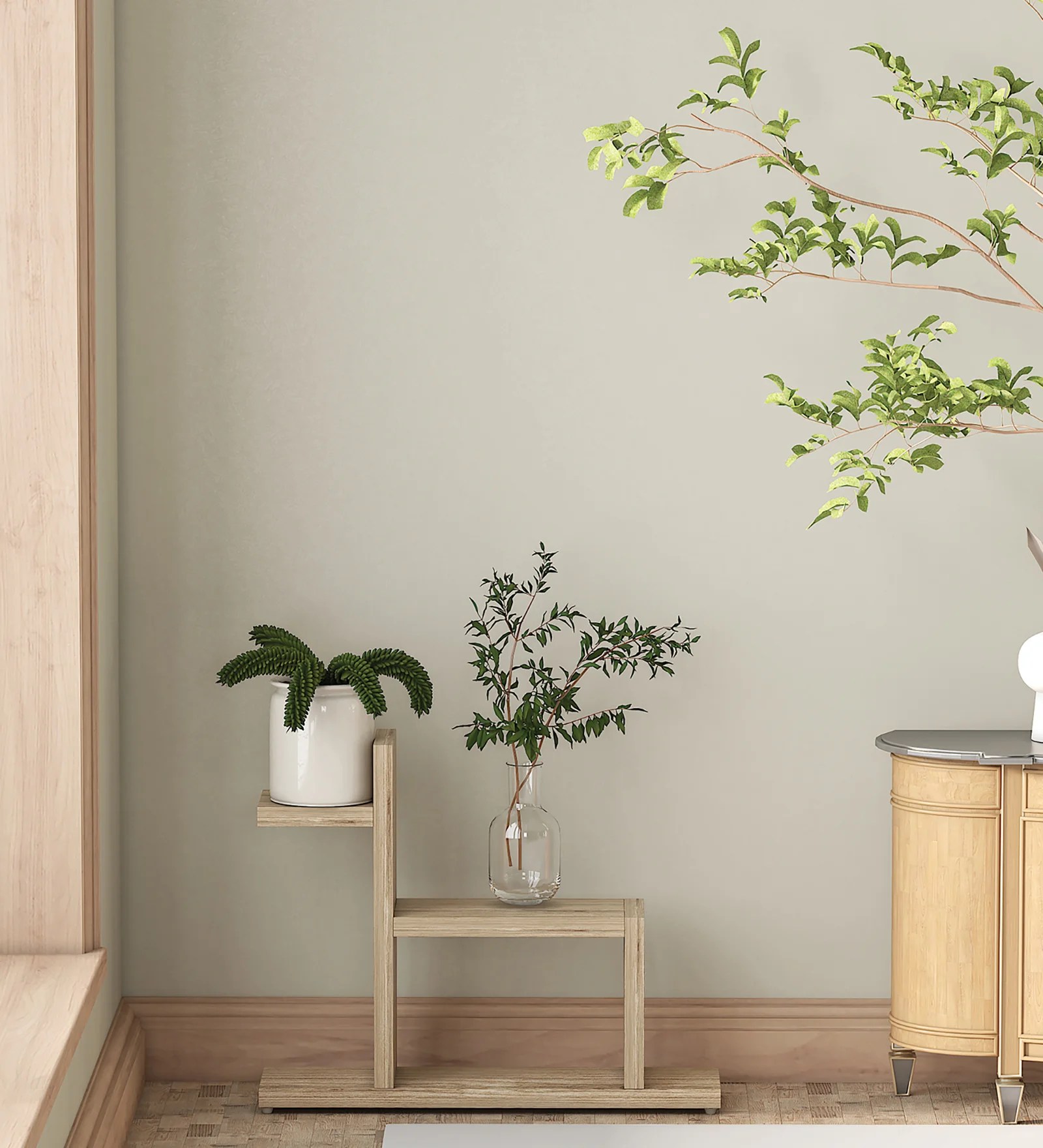 Random Wooden Planter Stand with  Modern Space Latest Finish Wall D?cor for Home, Living Room, Kitchen, Office Etc