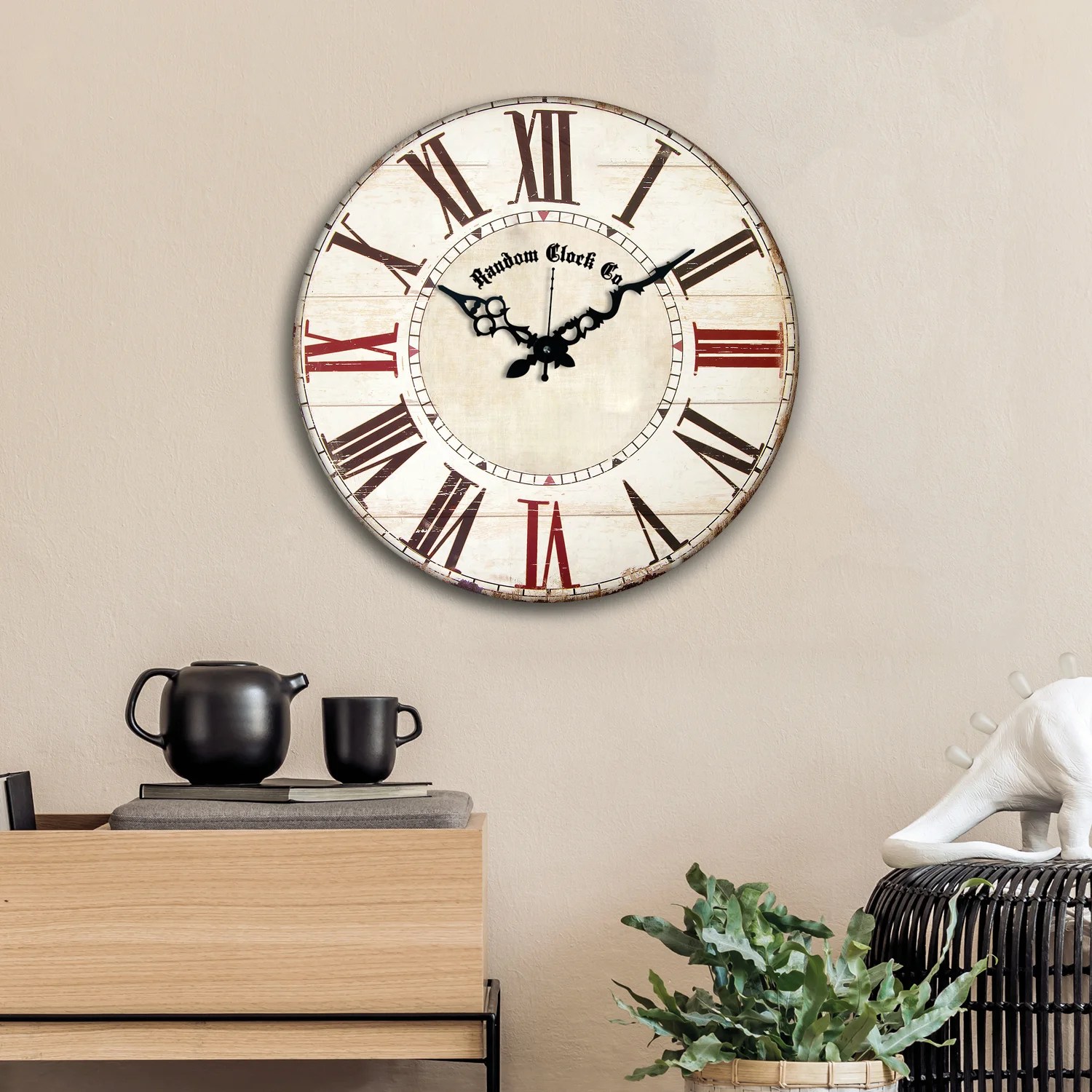 White & Purple Abstract Printed Wall Clock
