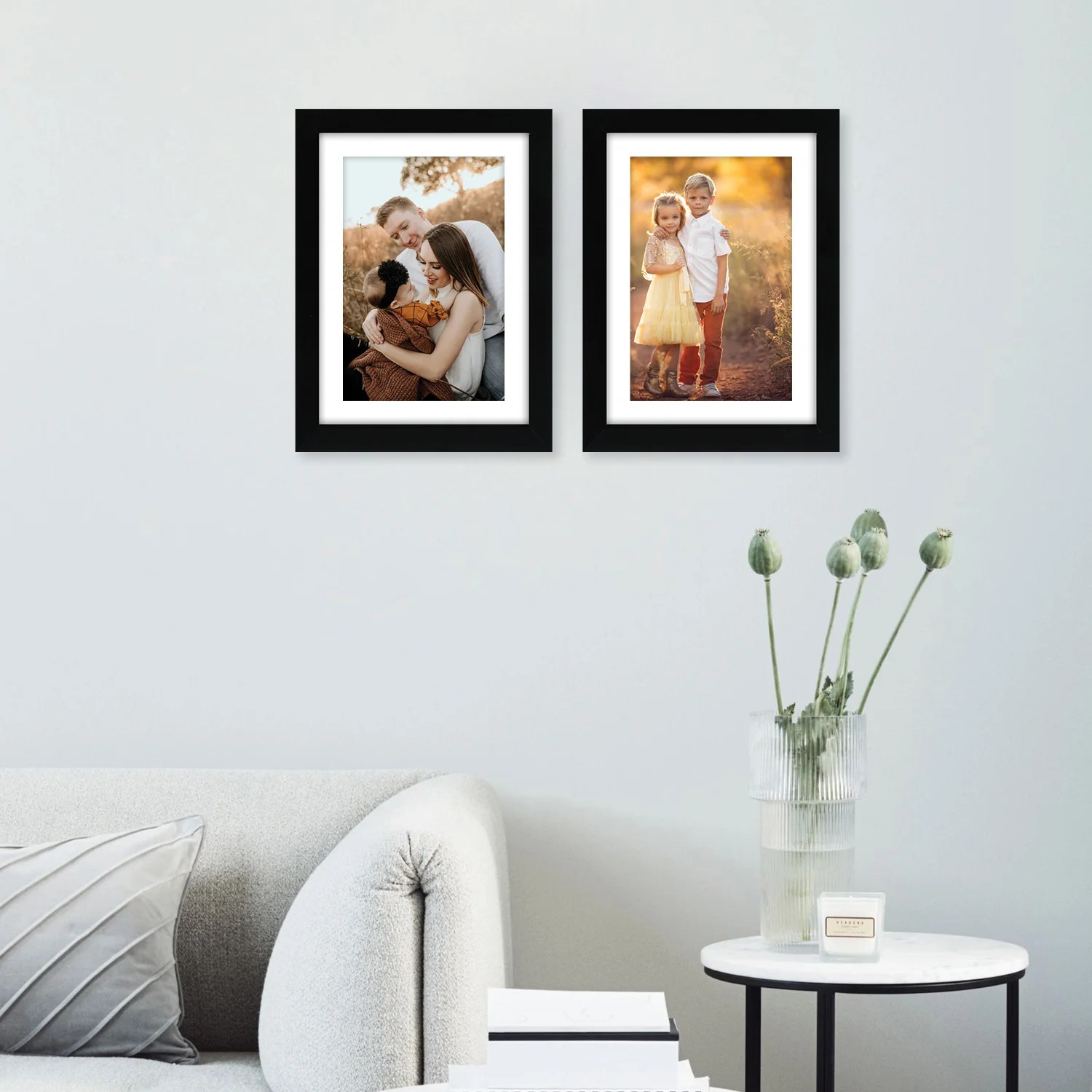 Set of 2 Black Solid New Synthetic Photo Frames
