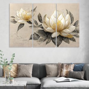 Random Printed Multicolor Lilly Flower Abstract Canvas Painting