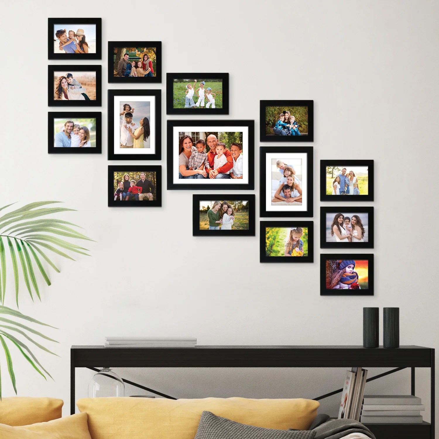 Set of 15 Black Solid Synthetic Collage Photo Frames