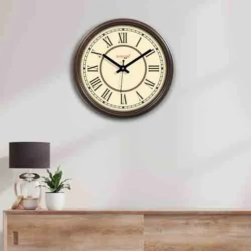 Yellow & Brown Printed Wall Clock