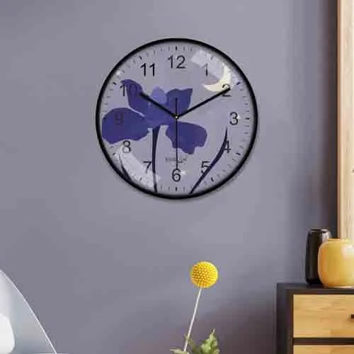 Multicoloured & Purple Printed Wall Clock