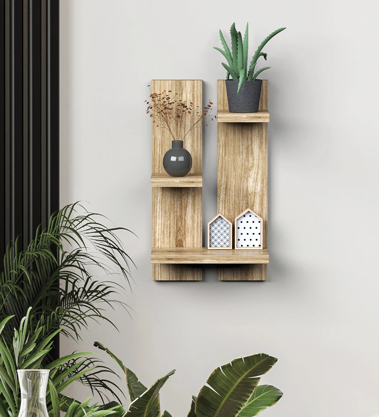 Random Wooden Planter Stand with 3 Shelf space Latest Modern Finish Wall D?cor for Home, Living Room, Kitchen, Office Etc